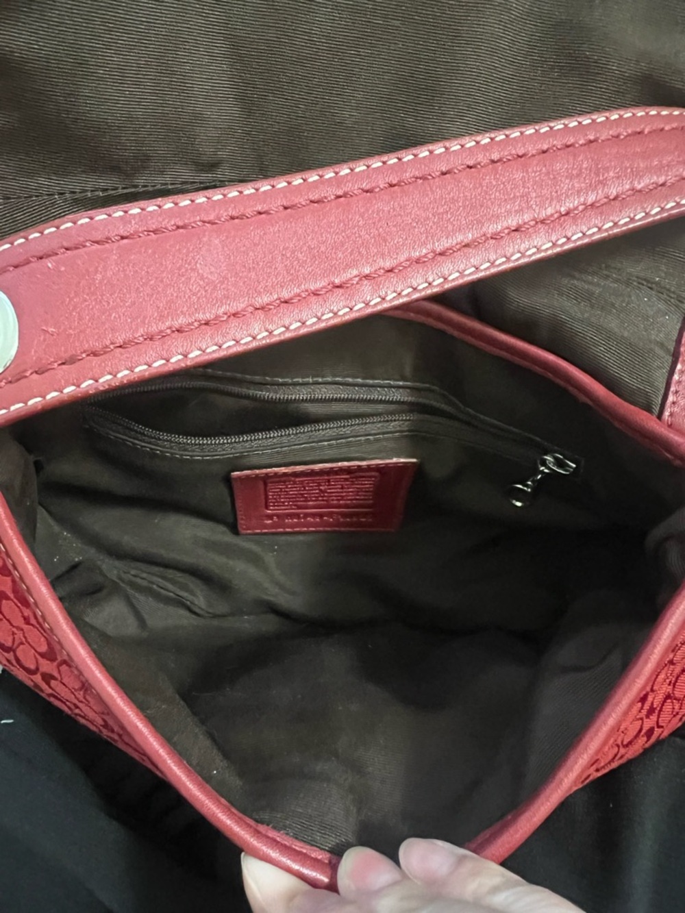 Coach SoHo Red Signature Canvas & Leather Shoulder Bag with Buckle Accent - Picture 16 of 16